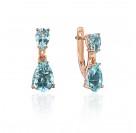 Серьги с топазом из красного золота 585 пробы