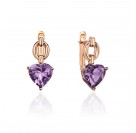 Серьги с аметистом из красного золота 585 пробы