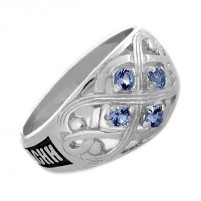 Кольцо "Господи, спаси и сохрани" с фианитами из серебра 925 пробы с фото