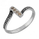 Кольцо "Господи, спаси и сохрани" с фианитами из серебра 925 пробы с