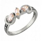 Кольцо "Господи, спаси и сохрани" с фианитами из серебра 925 пробы с