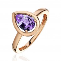 Кольцо с аметистом из красного золота 585 пробы фото