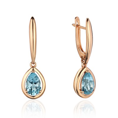 Серьги с топазом из красного золота 585 пробы фото