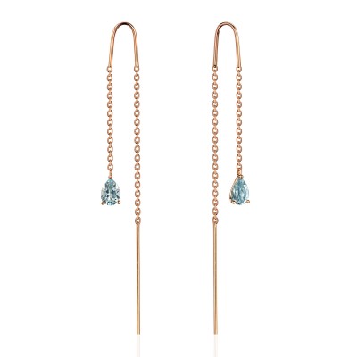 Серьги с топазом из красного золота 585 пробы фото