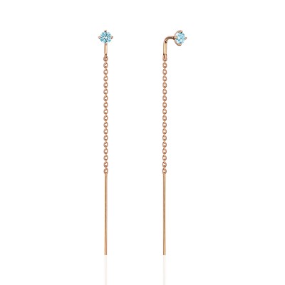 Серьги с топазом из красного золота 585 пробы фото