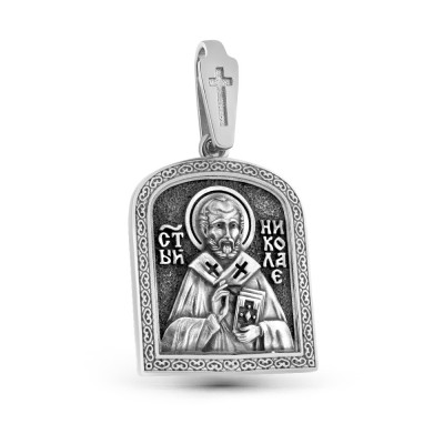 Подвеска Св.Николай Чудотворец из серебра 925 пробы с позолотой 999 фото