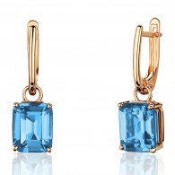 Серьги с топазом из красного золота 585 пробы фото