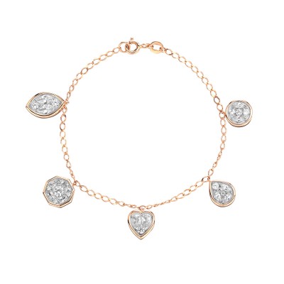 Браслет с фианитом и  фианитом из красного золота 585 пробы фото