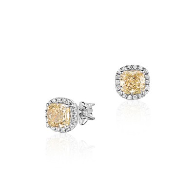 Серьги с бриллиантом из белого золота 750 пробы фото