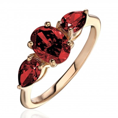 Кольцо с гранатом из красного золота 585 пробы фото