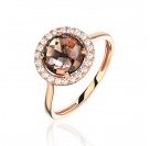 Кольцо с раухтопазом и  фианитом из красного золота 585 пробы