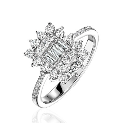 Кольцо с бриллиантом из белого золота 585 пробы фото