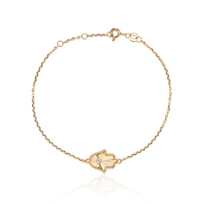 Браслет с фианитом из желтого золота 585 пробы фото