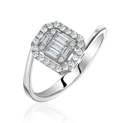 Кольцо с бриллиантом из белого золота 585 пробы фото