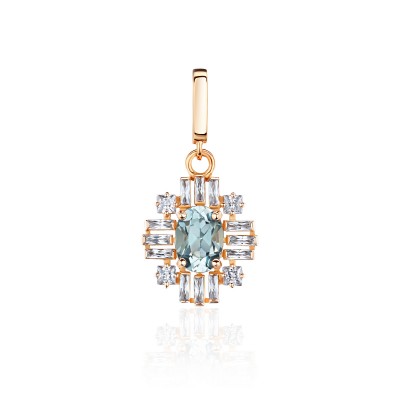 Подвеска с топазом и  фианитом из красного золота 585 пробы фото