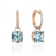 Серьги с топазом и  фианитом из красного золота 585 пробы фото