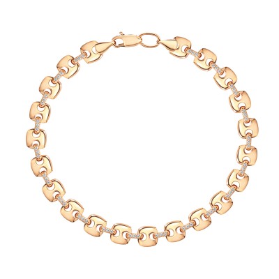 Браслет с фианитом из красного золота 585 пробы фото