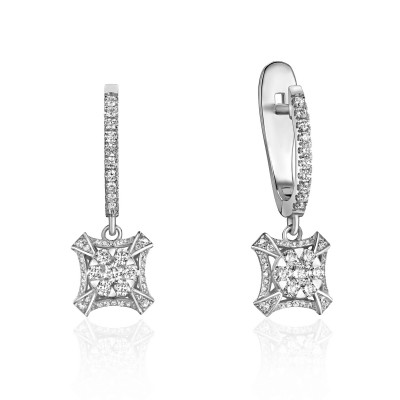 Серьги с бриллиантом из белого золота 585 пробы фото
