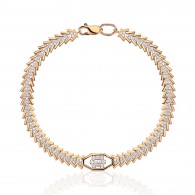 Браслет с фианитом и  фианитом из красного золота 585 пробы фото