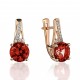 Серьги с гранатом и  фианитом из красного золота 585 пробы