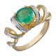 Кольцо с бриллиантом и изумрудом из желтого золота 750 пробы