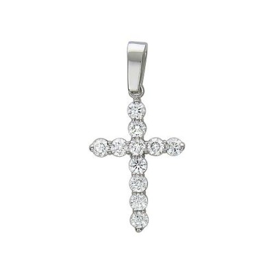 Кресты с бриллиантом из белого золота 585 пробы фото