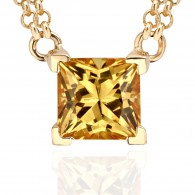 Колье с бриллиантом и сапфиром из желтого золота 585 пробы фото