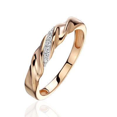 Кольцо с бриллиантом из красного золота 585 пробы фото