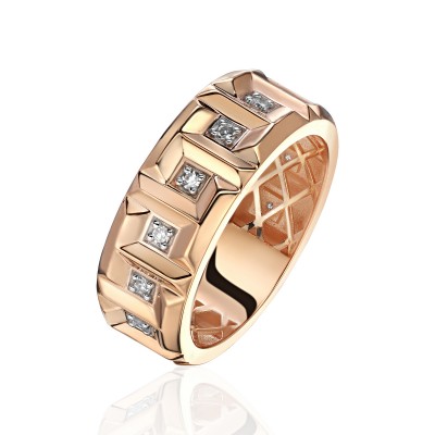 Кольцо с бриллиантом из красного золота 585 пробы фото