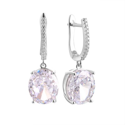 Серьги с цирконом из серебра 925 пробы фото