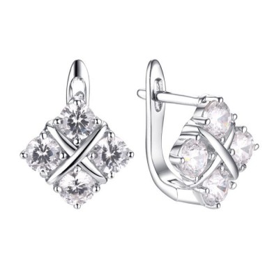 Серьги с цирконом из серебра 925 пробы фото