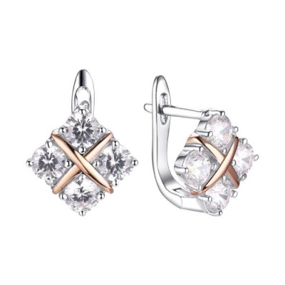 Серьги с цирконом из серебра 925 пробы фото