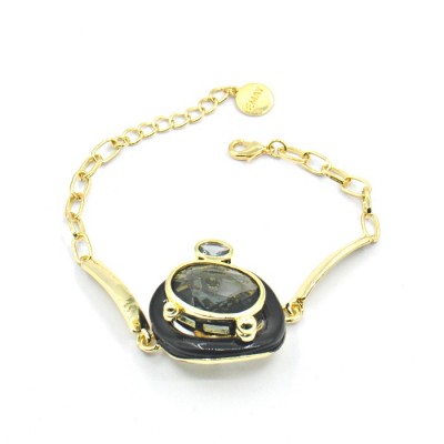 Браслет с цирконом и эмалью фото