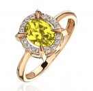 Кольцо с фианитом и цитрином из красного золота 585 пробы