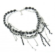 Колье с ониксом и кристаллами Swarovski фото