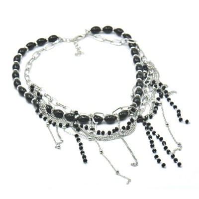 Колье с ониксом и кристаллами Swarovski фото