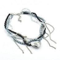 Колье с цирконом, кристаллами Swarovski и Майорика фото