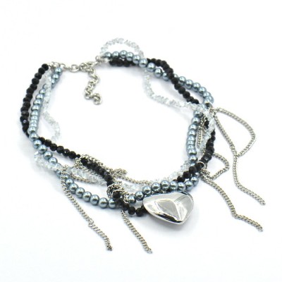 Колье с цирконом, кристаллами Swarovski и Майорика фото