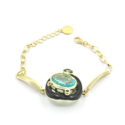 Браслет с цирконом и эмалью фото