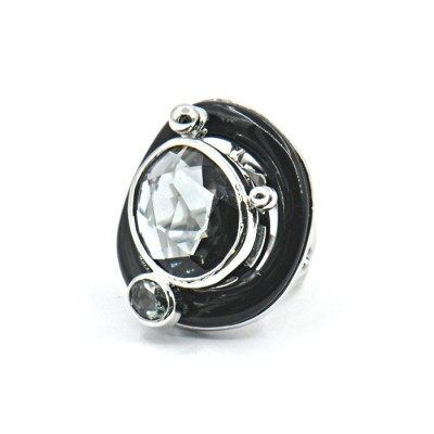 Кольцо с цирконом и эмалью фото