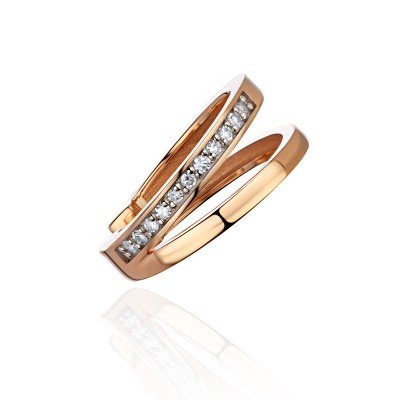 Серьга одиночная с бриллиантом из красного золота 585 пробы фото