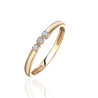 Кольцо с бриллиантом из желтого золота 585 пробы фото