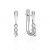 Серьги с бриллиантом из белого золота 585 пробы фото