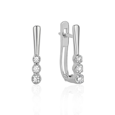 Серьги с бриллиантом из белого золота 585 пробы фото