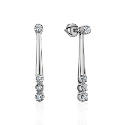 Серьги с бриллиантом из белого золота 585 пробы фото