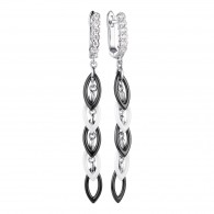 Серьги с цирконом и керамикой из серебра 925 пробы фото