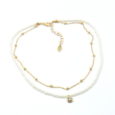 Колье с цирконом и Майорика фото