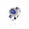 Кольцо с шпинелью и бриллиантом из белого золота 750 пробы