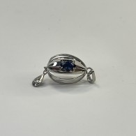 Подвеска с бриллиантом и сапфиром из белого золота 585 пробы фото