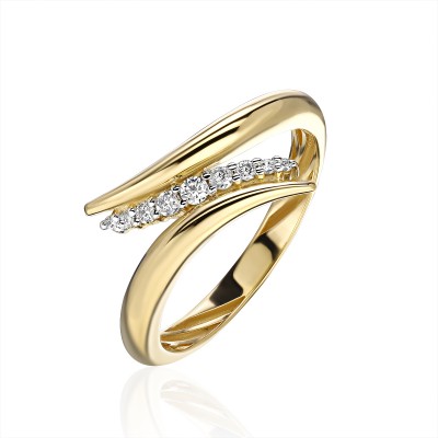 Кольцо с бриллиантом из желтого золота 585 пробы фото